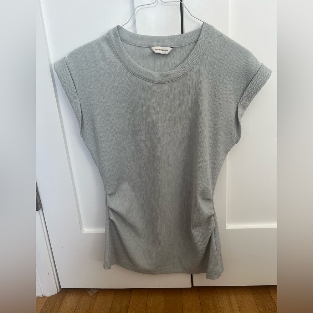 Club Monaco Women's Ruched Crepe Blouse Mint Size L